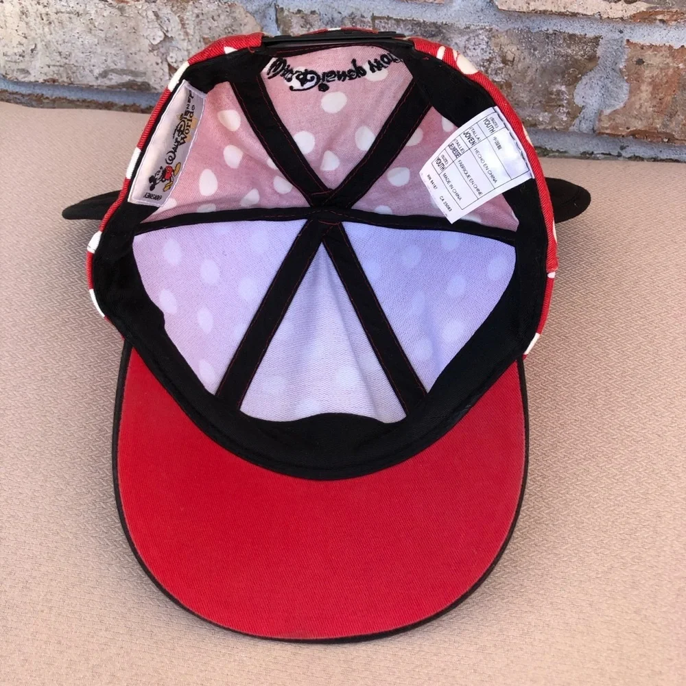 Walt Disney World Black Red Polka Dots‎ Autographed Minnie Mouse Ears Bow Hat